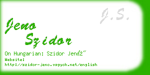 jeno szidor business card